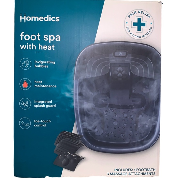 Homedics Spa Bubble Bliss Deluxe Foot Bath with Heat Invigorating Bubbles - Picture 1 of 2